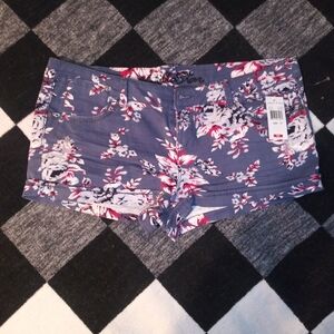 Vanilla Star Women's Denim Floral Short Shorts